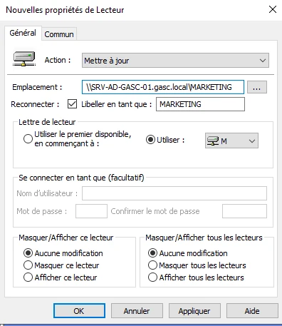 configuration de lecteur