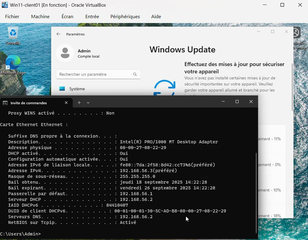 ipconfig poste client